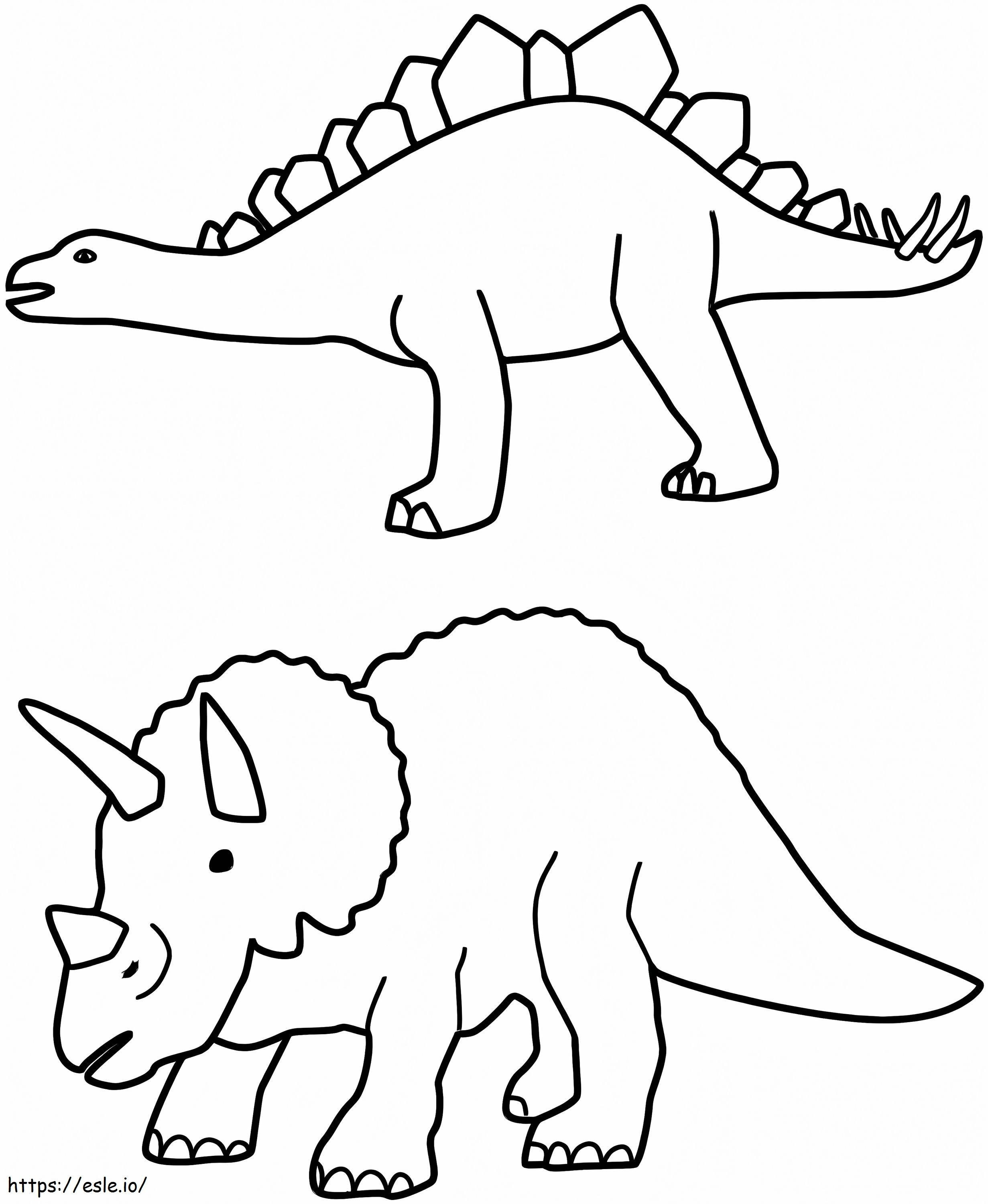 Estegosaurio și Triceratop de colorat