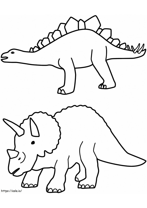 Estegosaurio Y Triceratop värityskuva