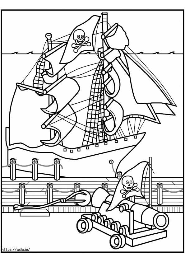 Pirate Ship With Great Canon coloring page