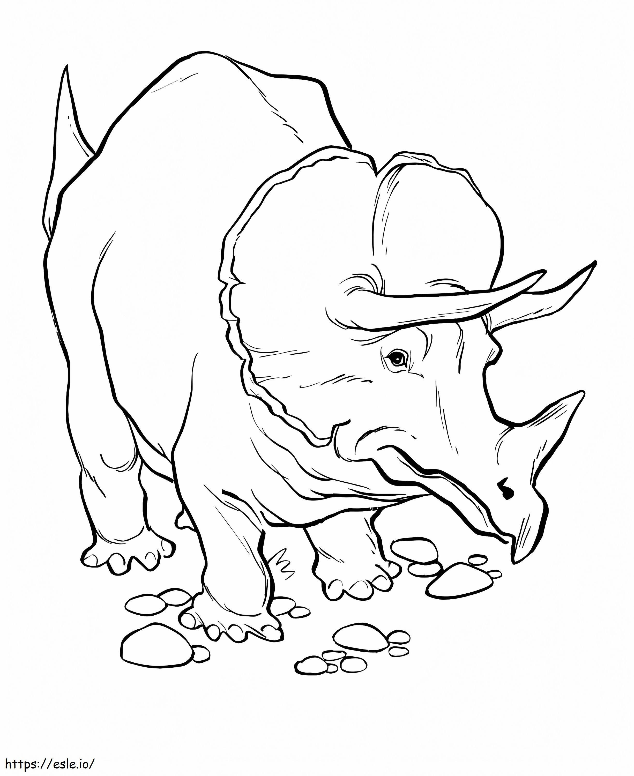 Coloriage Dinosaure Tricératops 3 à imprimer dessin