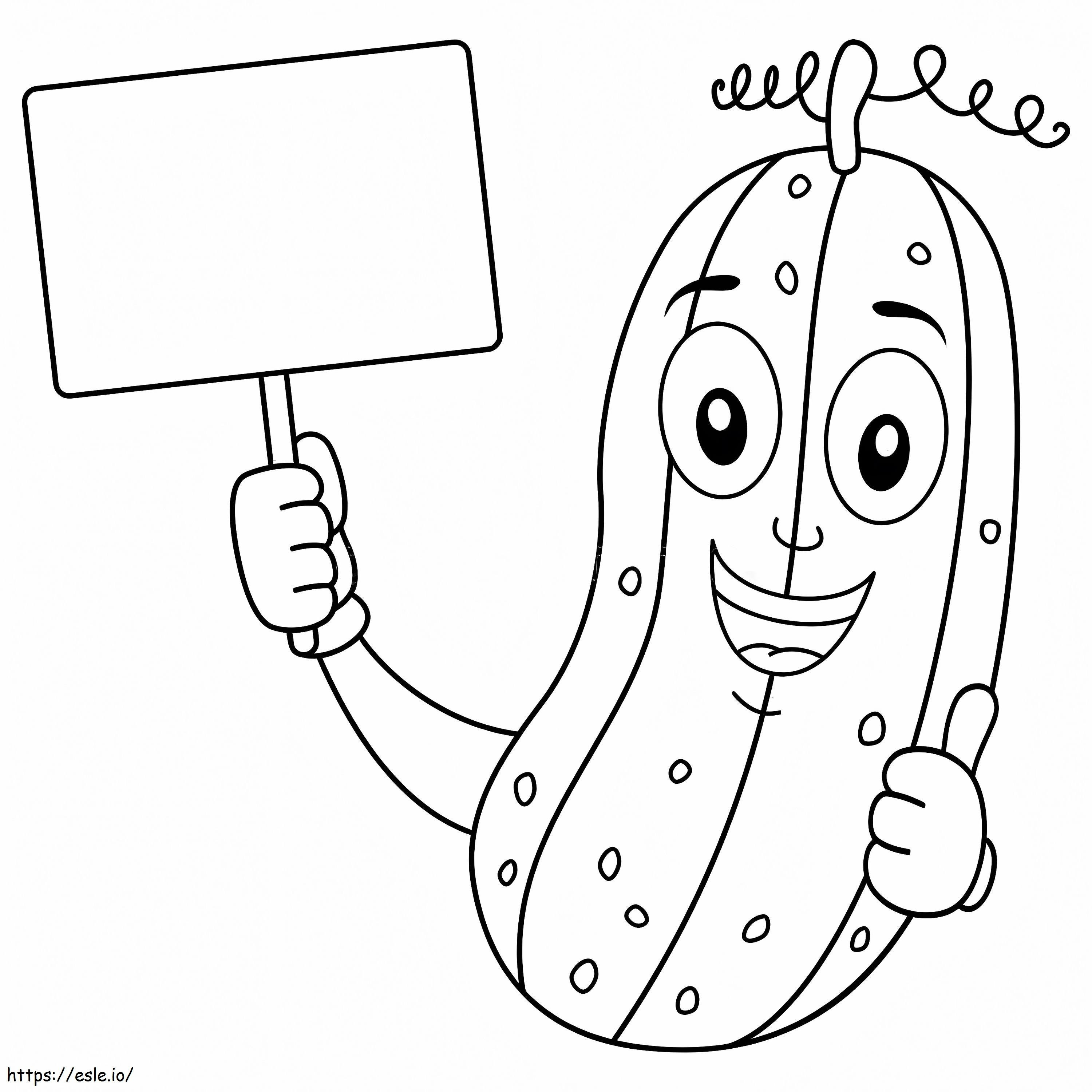 Cucumber Holding A Blackboard coloring page