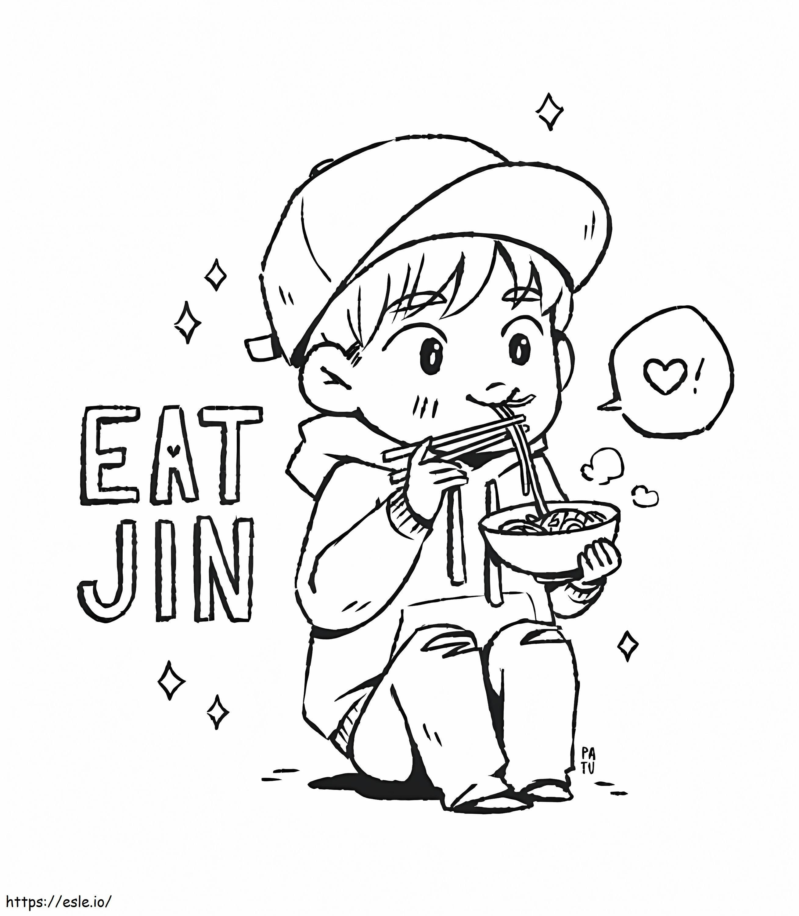 Chibi Jin jedzący makaron kolorowanka