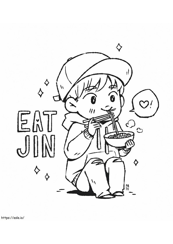 Chibi Jin syö nuudeleita värityskuva