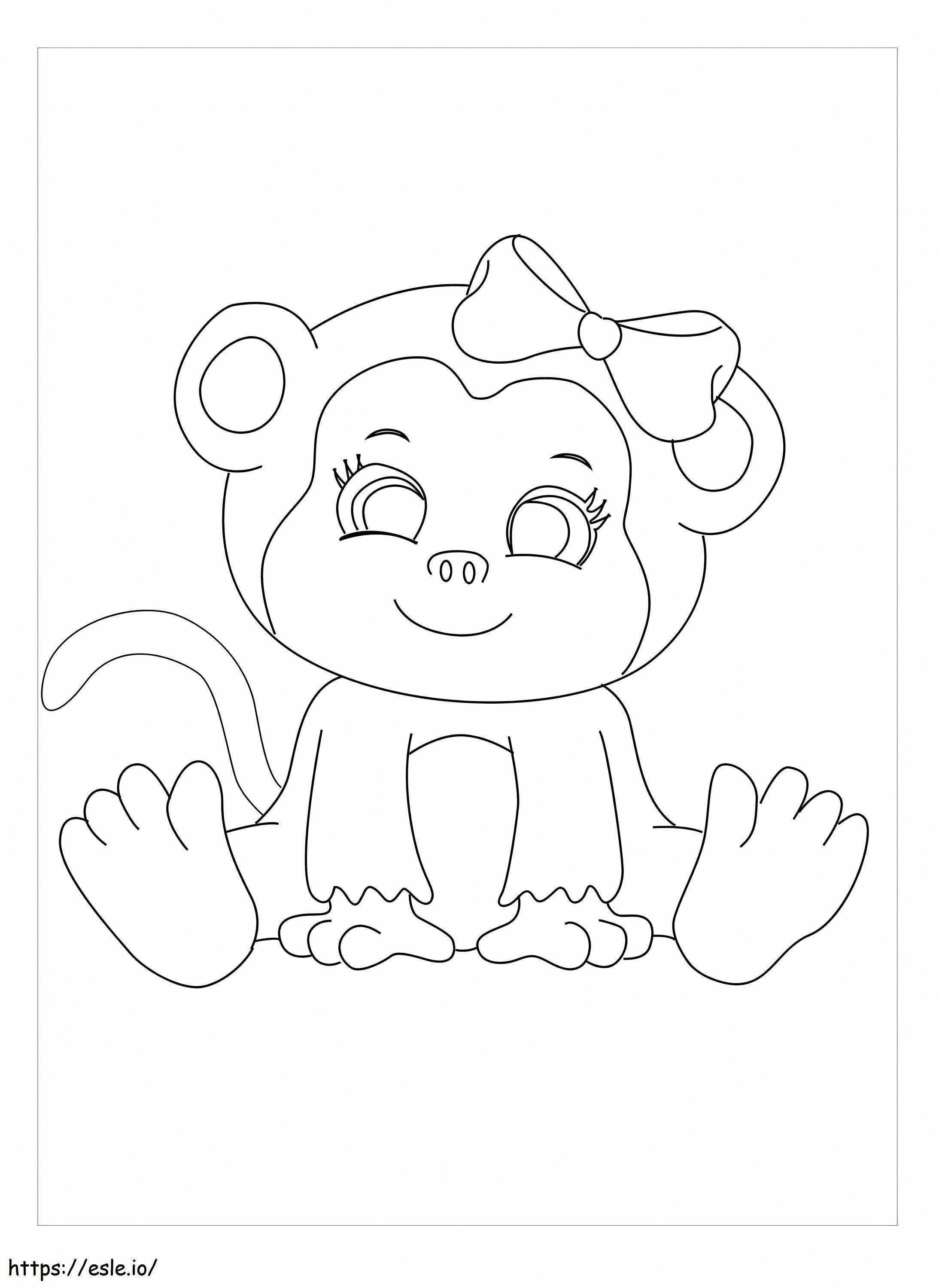Monkey Girl Sitting coloring page