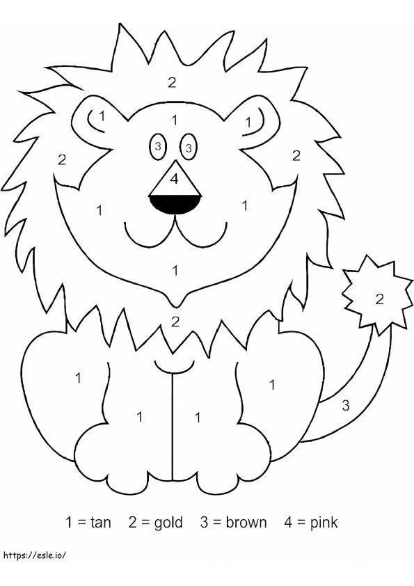 Easy Lion Color By Number coloring page