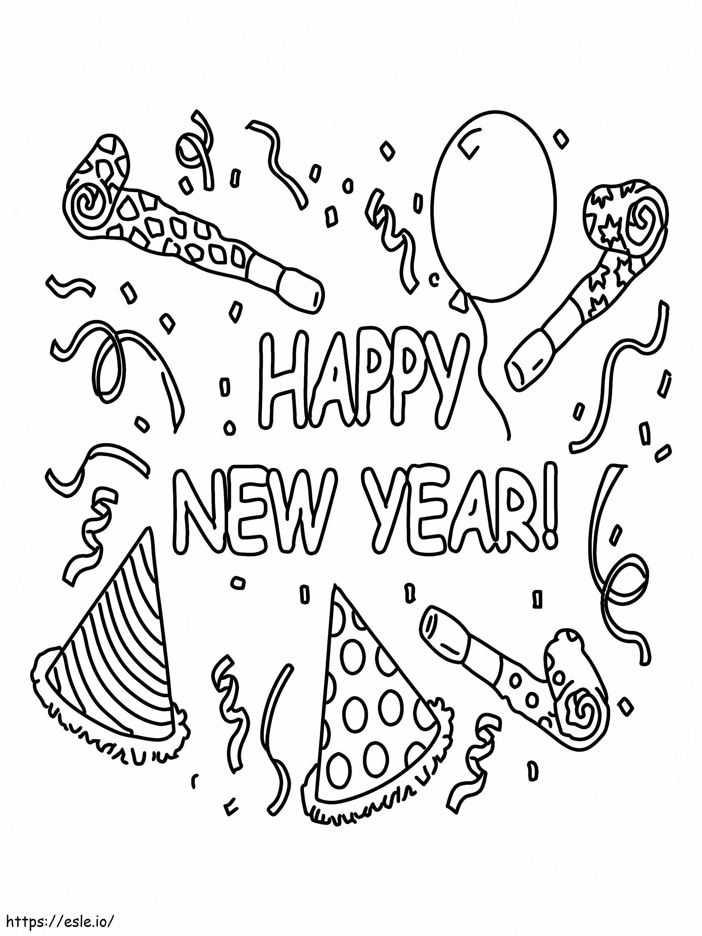 Happy New Year Coloring 1 coloring page