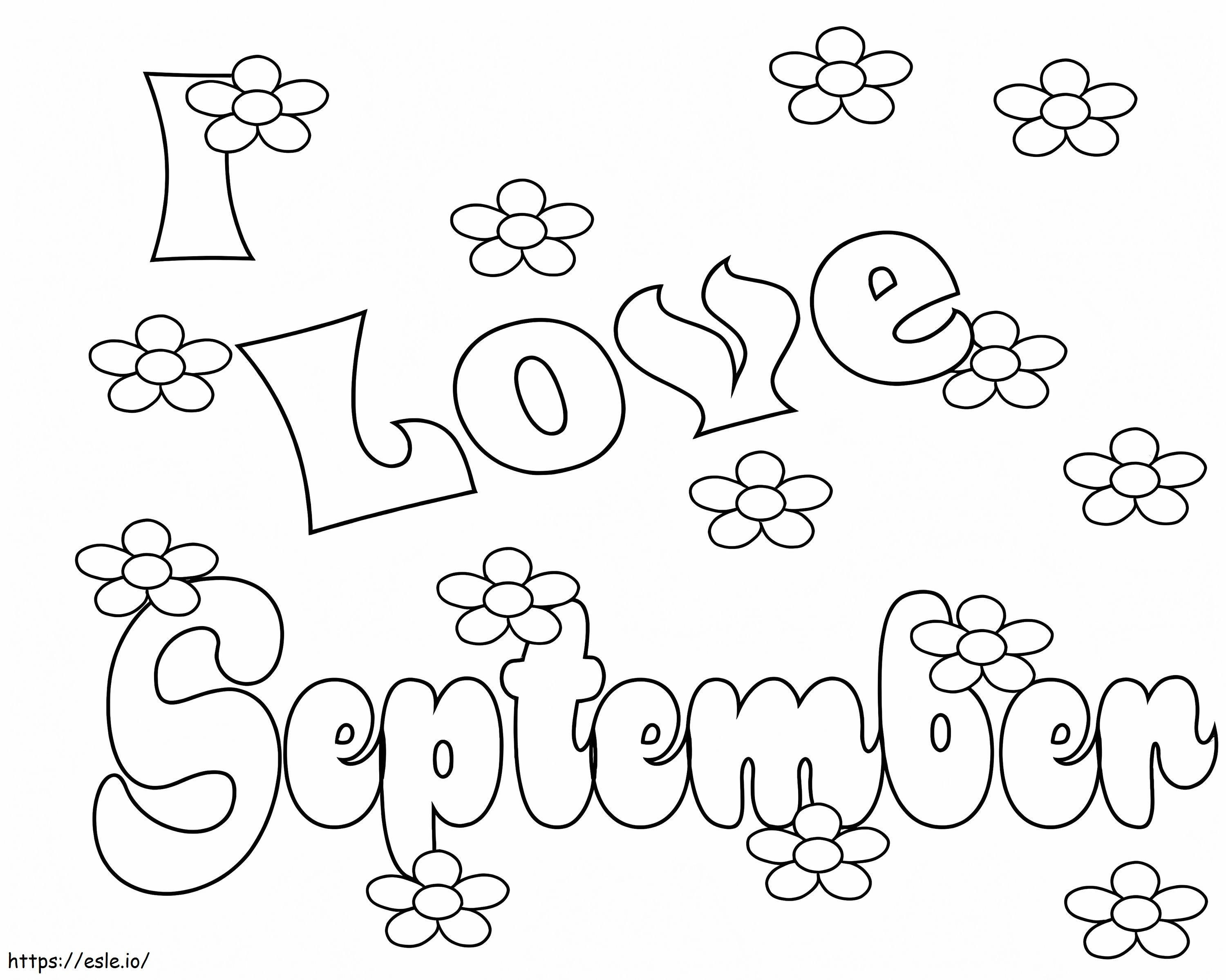 Saya Suka September Dengan Bunga Gambar Mewarnai