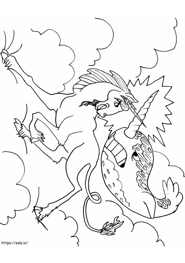 Unicorn Vs Narwhal A4 coloring page