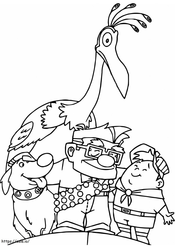 Happy Family In Up A4 Scaled coloring page