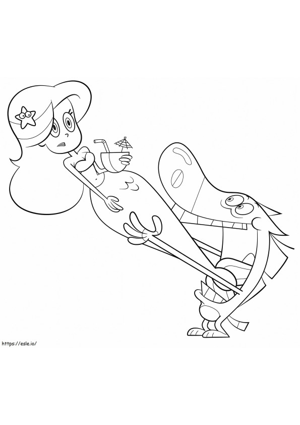 Coloriage Zig Manger Marina à imprimer dessin