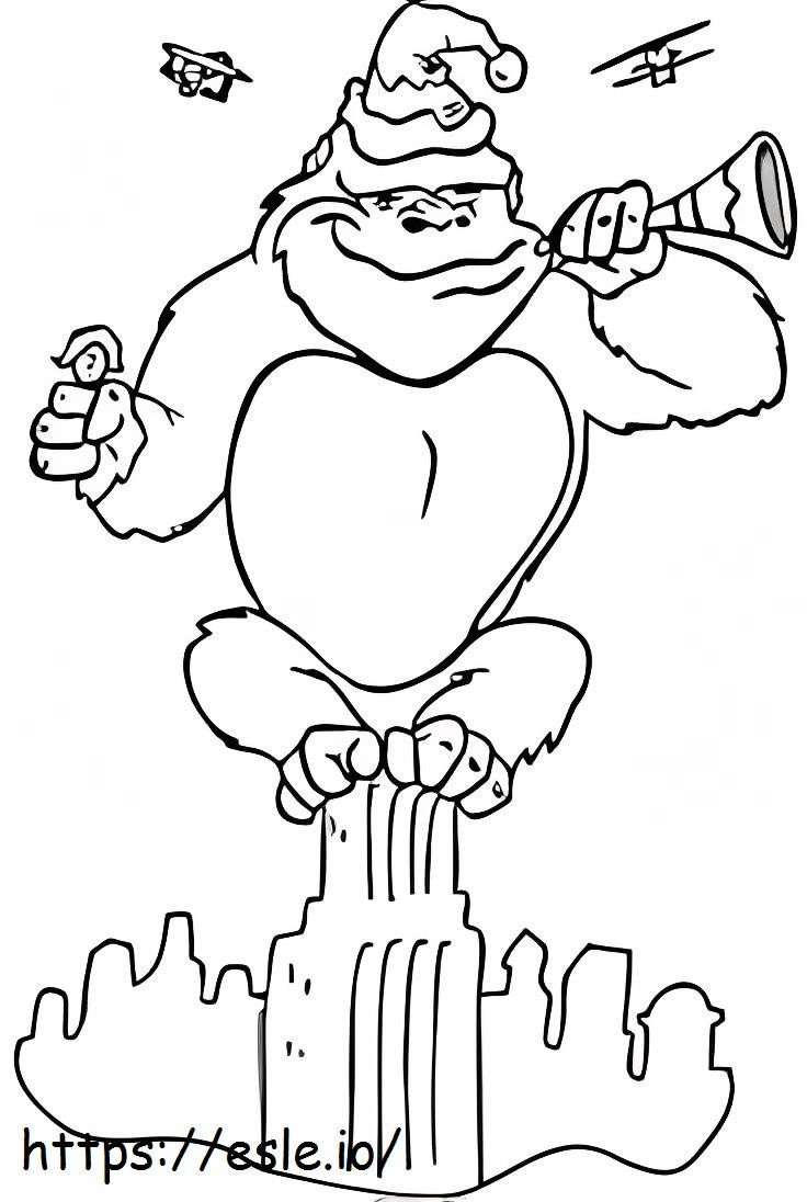 Donkey Kong in de stad kleurplaat kleurplaat