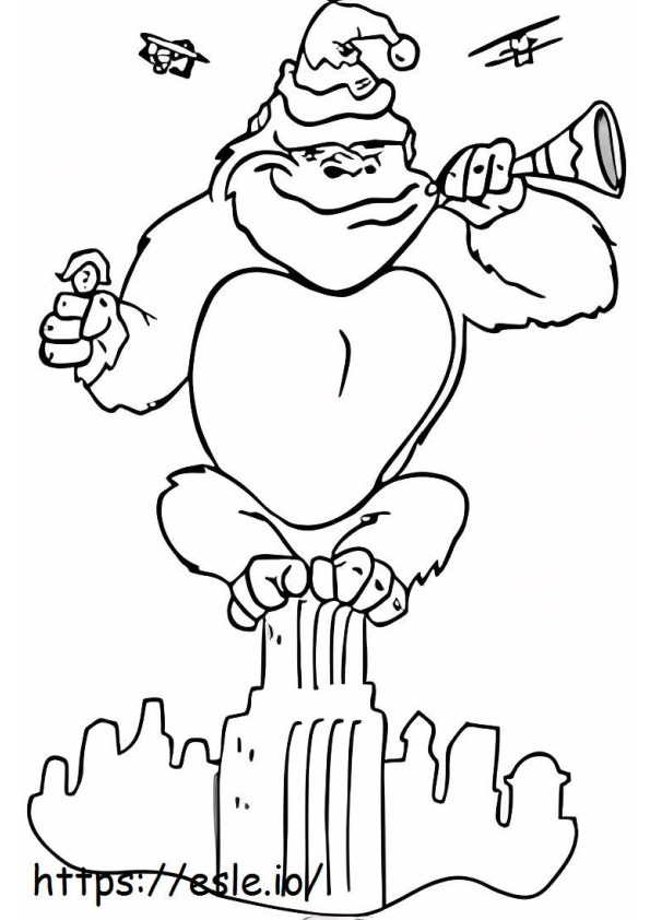 Donkey Kong in de stad kleurplaat