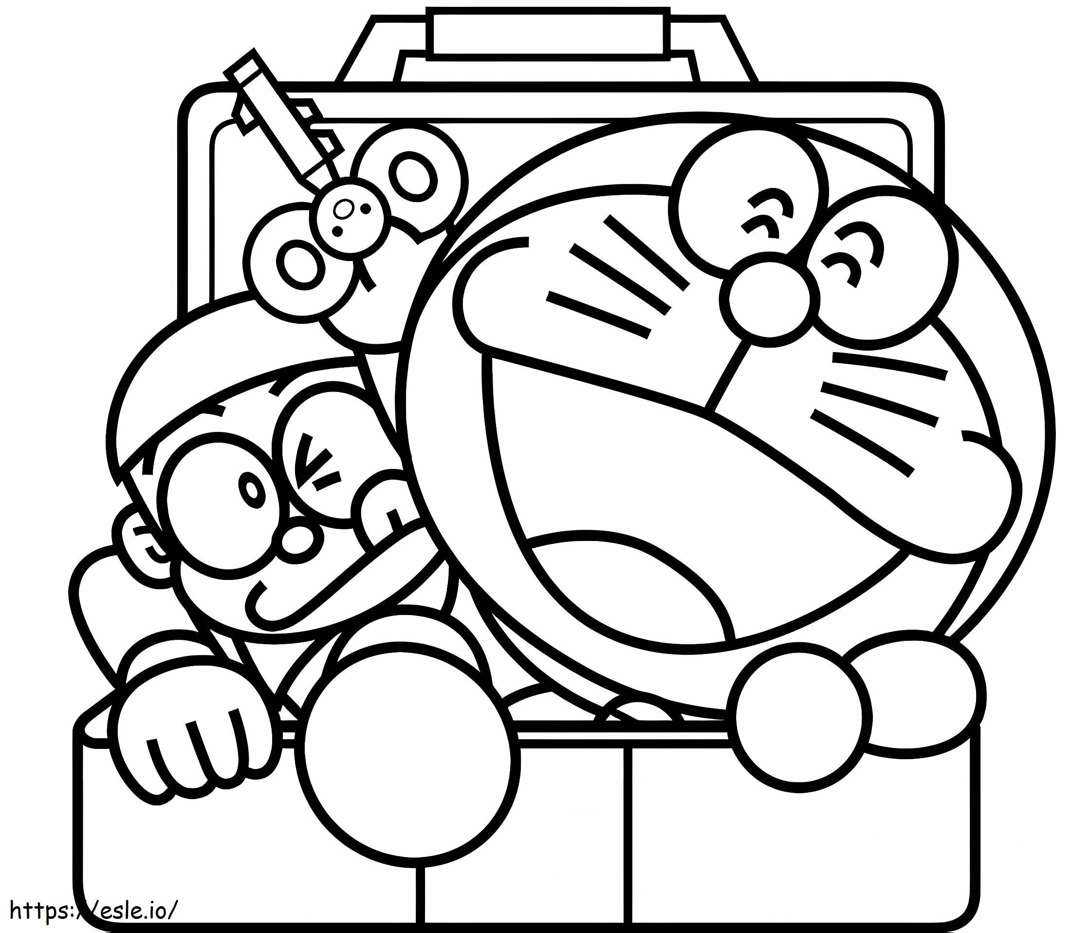  Doraemon en Nobita in doos A4 kleurplaat kleurplaat