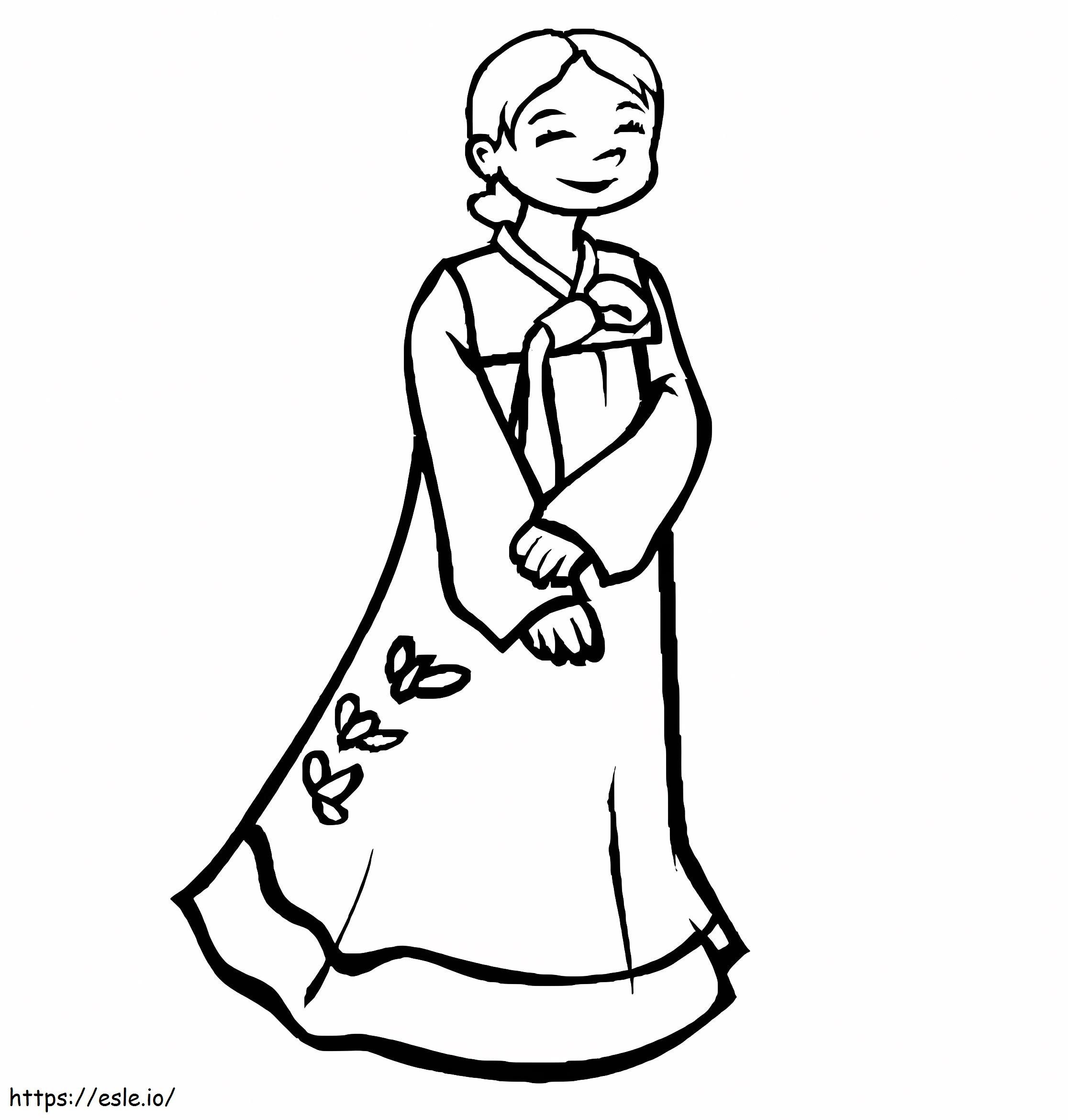 Girl In Hanbok coloring page