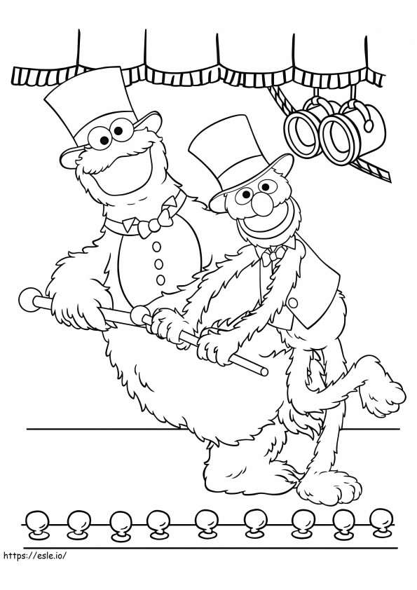 Coloriage Cookie Monster et Grover à imprimer dessin