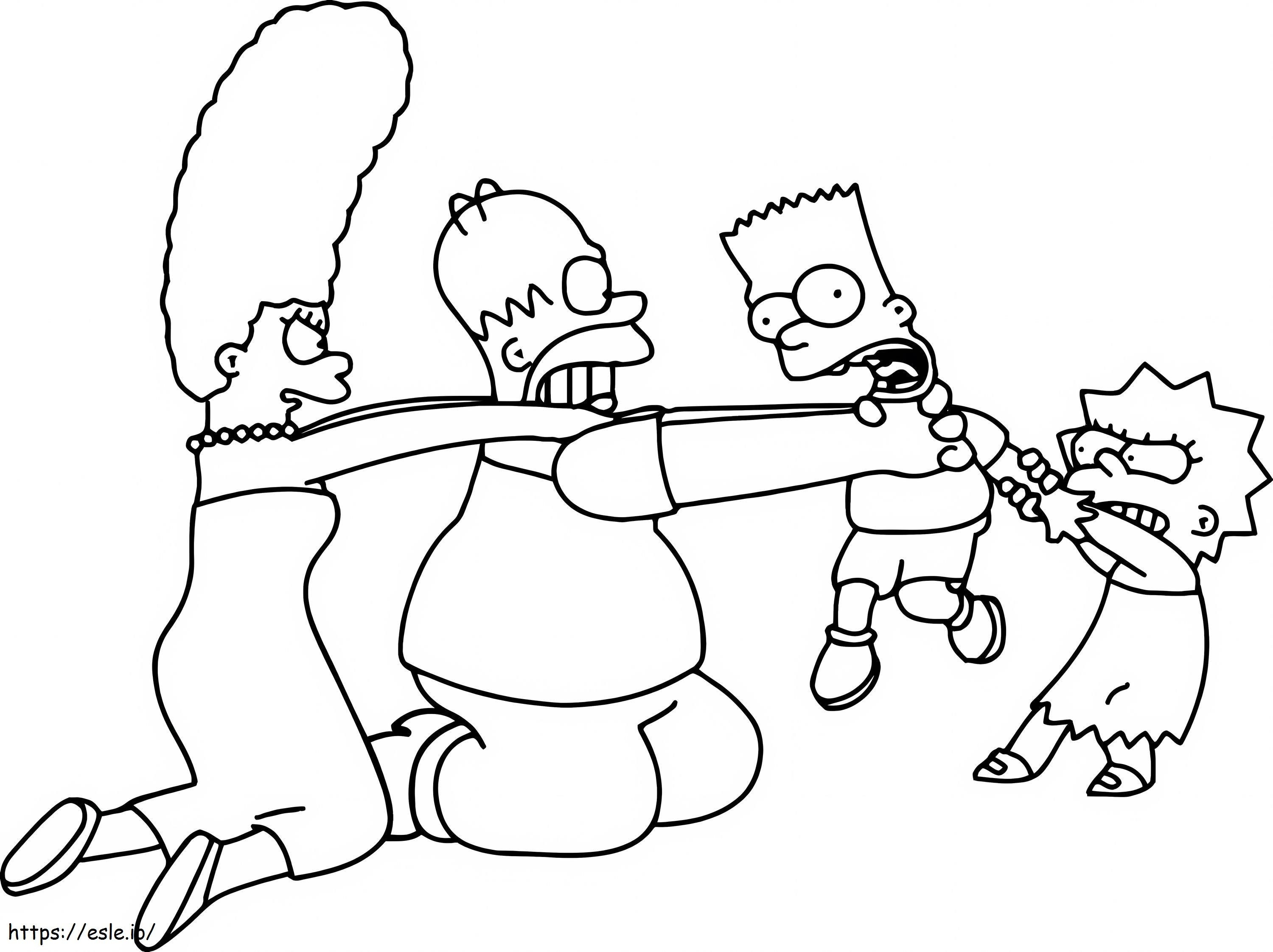 A família Simpsons se divertindo para colorir