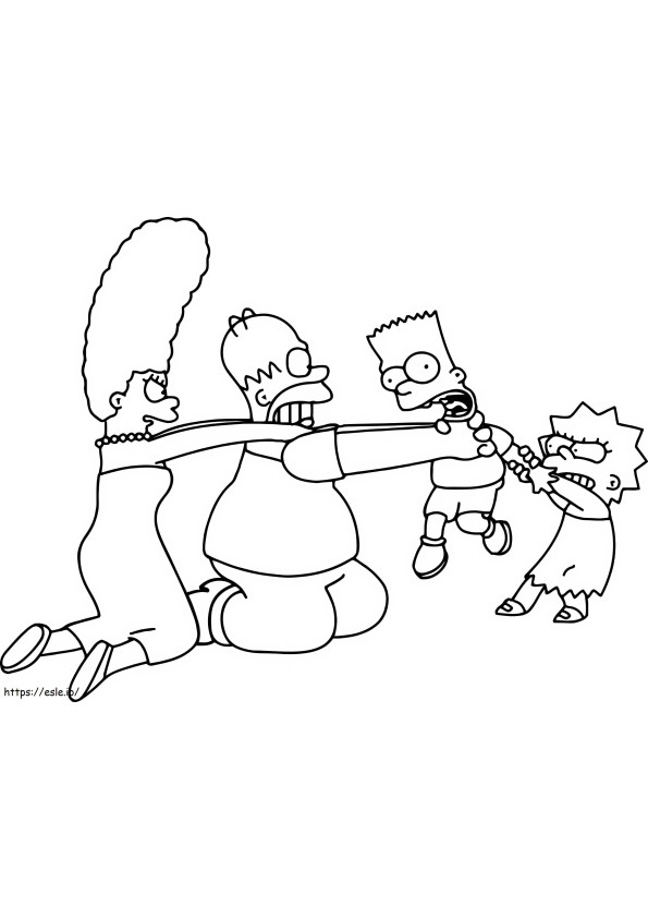 Familia Simpsons care se distrează de colorat