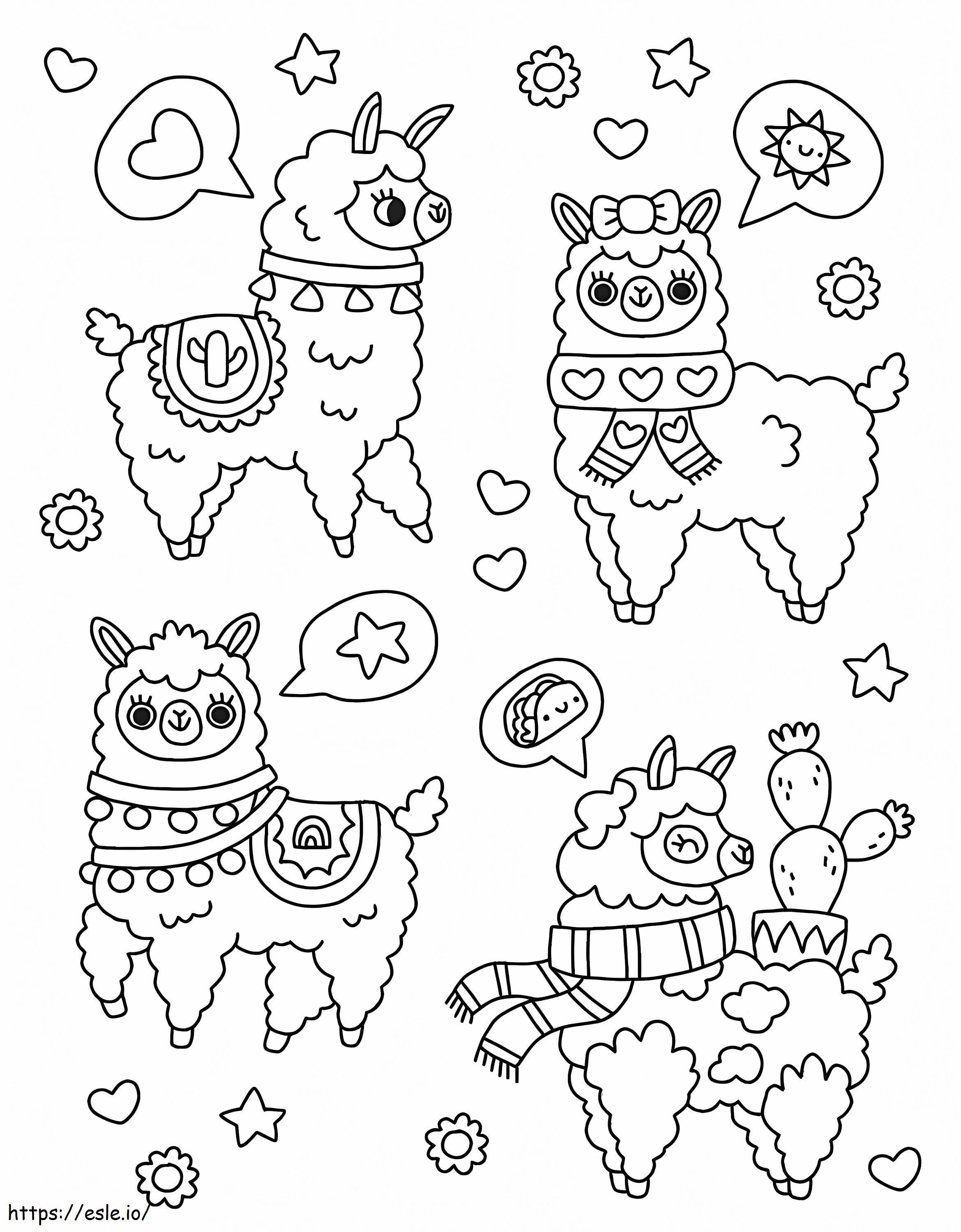 Llama Stickers coloring page
