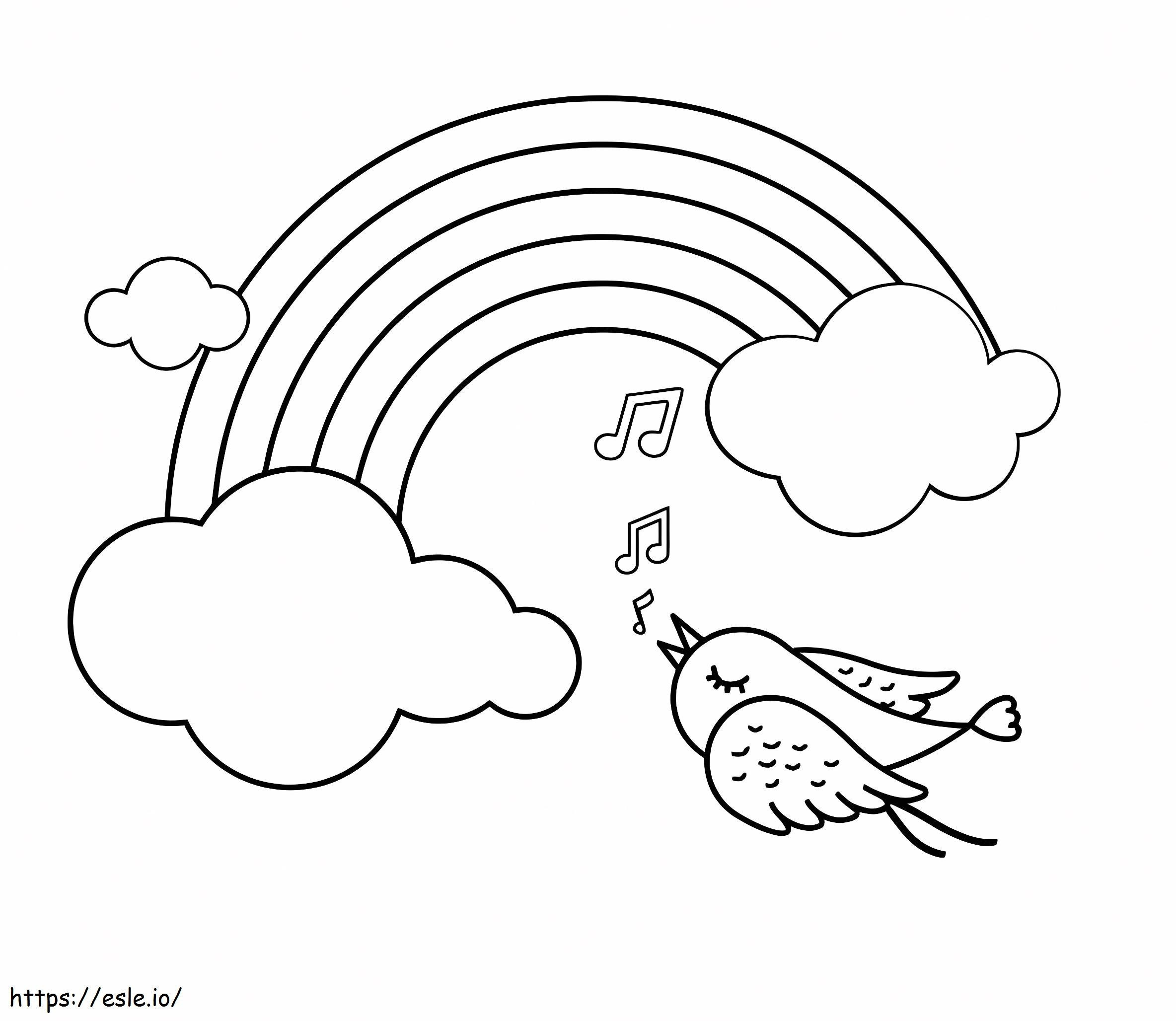 Coloriage Oiseau et arc-en-ciel à imprimer dessin
