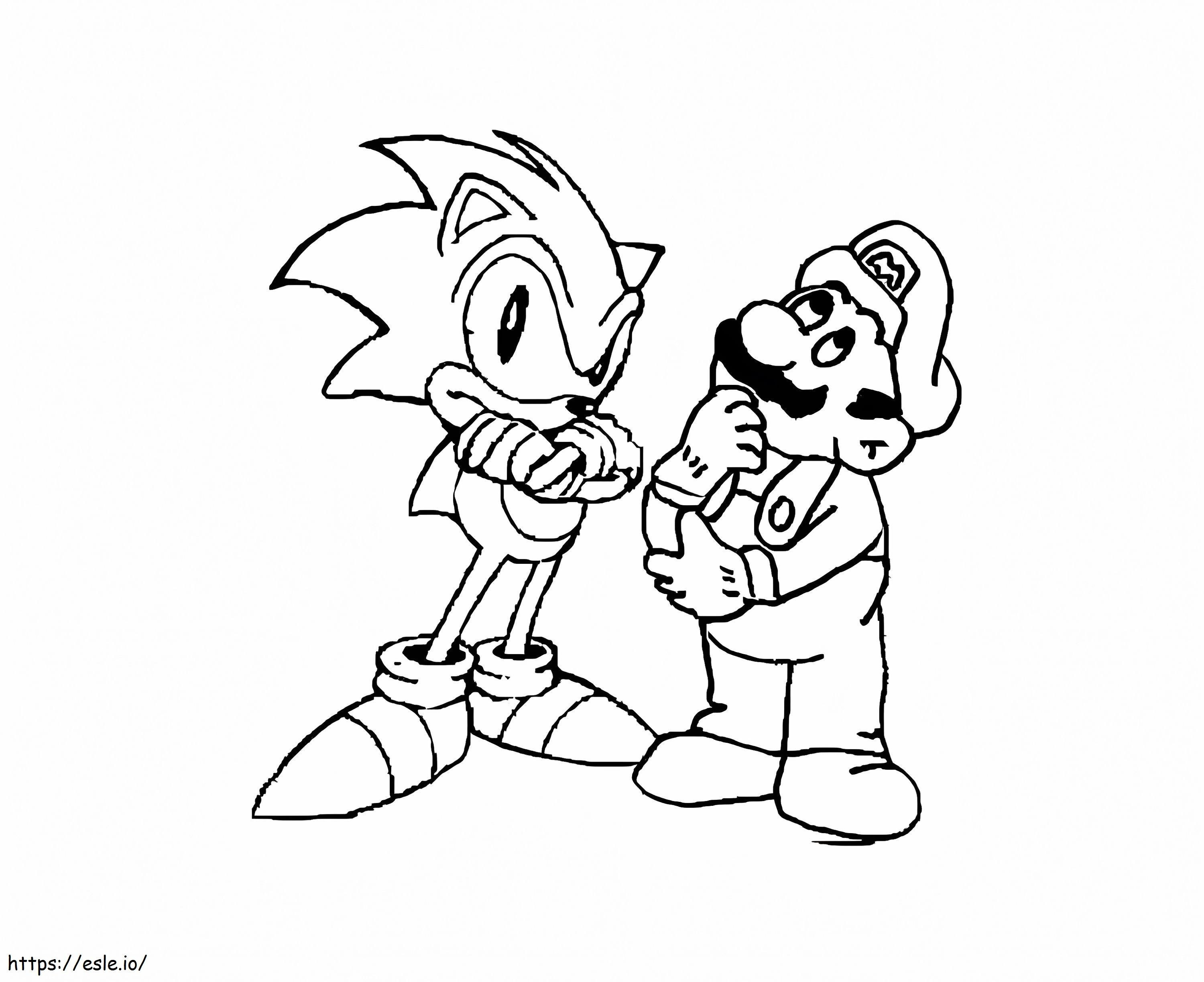 Sonic și Mario de colorat