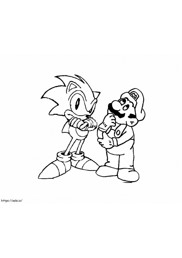 Sonic en Mario kleurplaat