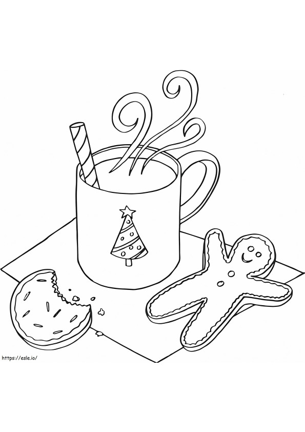 Hot Chocolate And Gingerbread coloring page