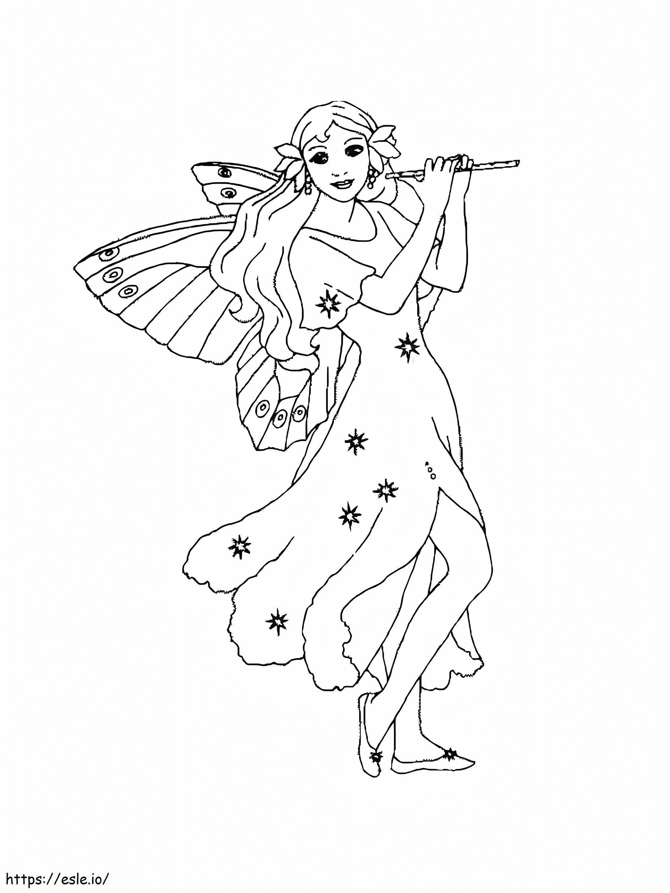 Fairy Plays The Flute coloring page