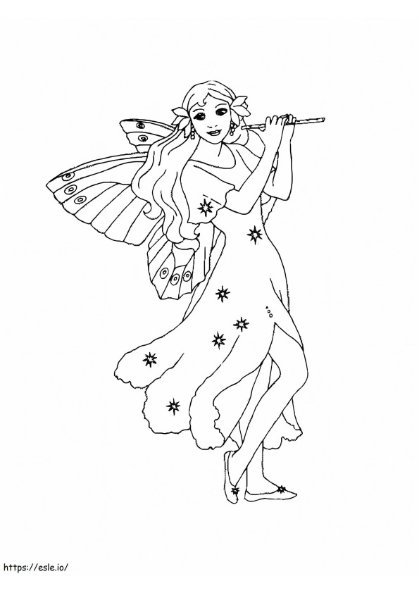 Fairy Plays The Flute coloring page