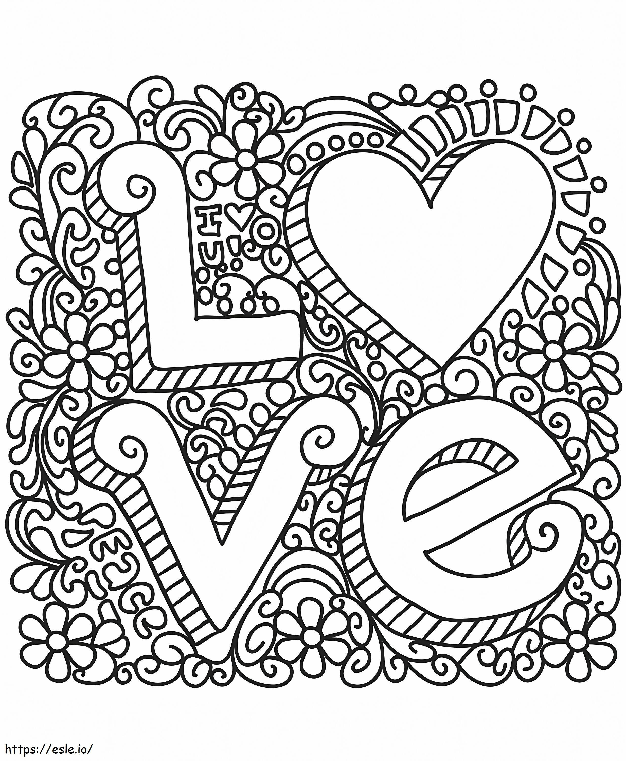 Love Doodle A4 coloring page