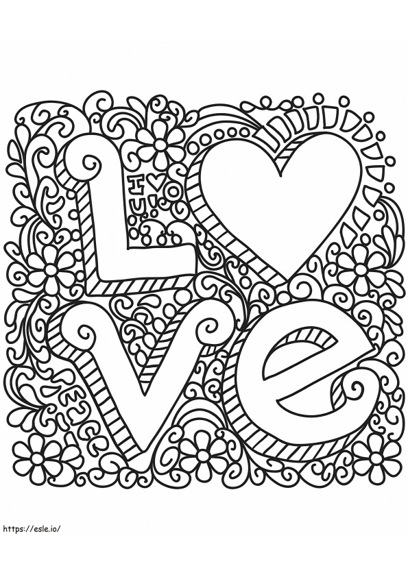 Love Doodle A4 coloring page