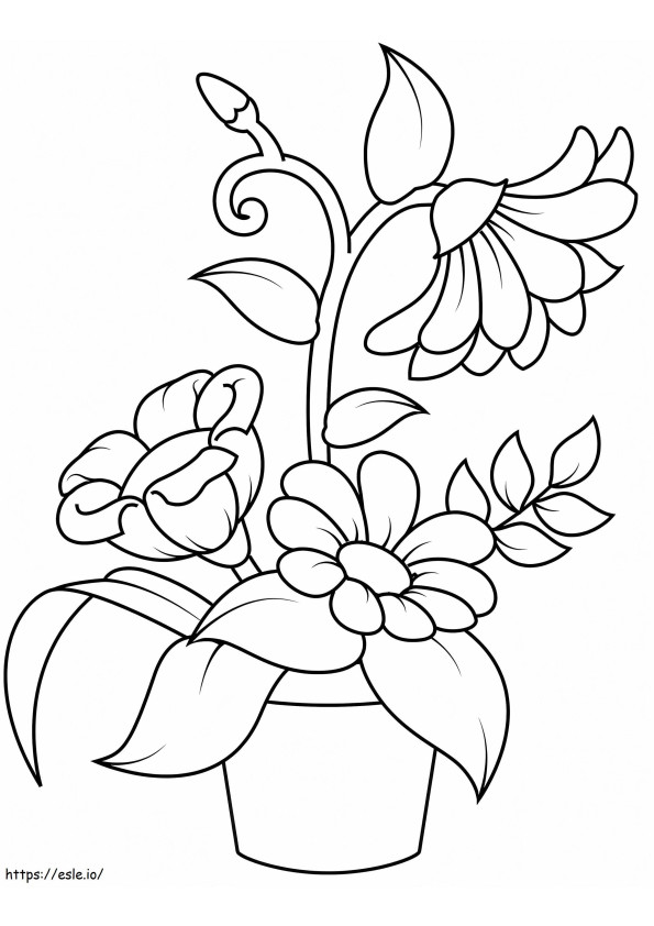 vaso de flor de impressão para colorir