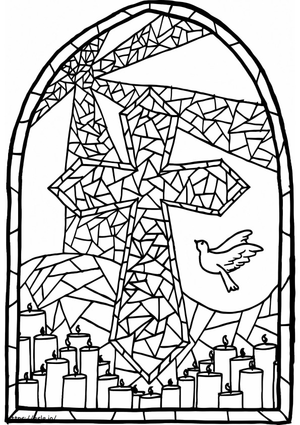 Kreuz-Buntglas ausmalbilder