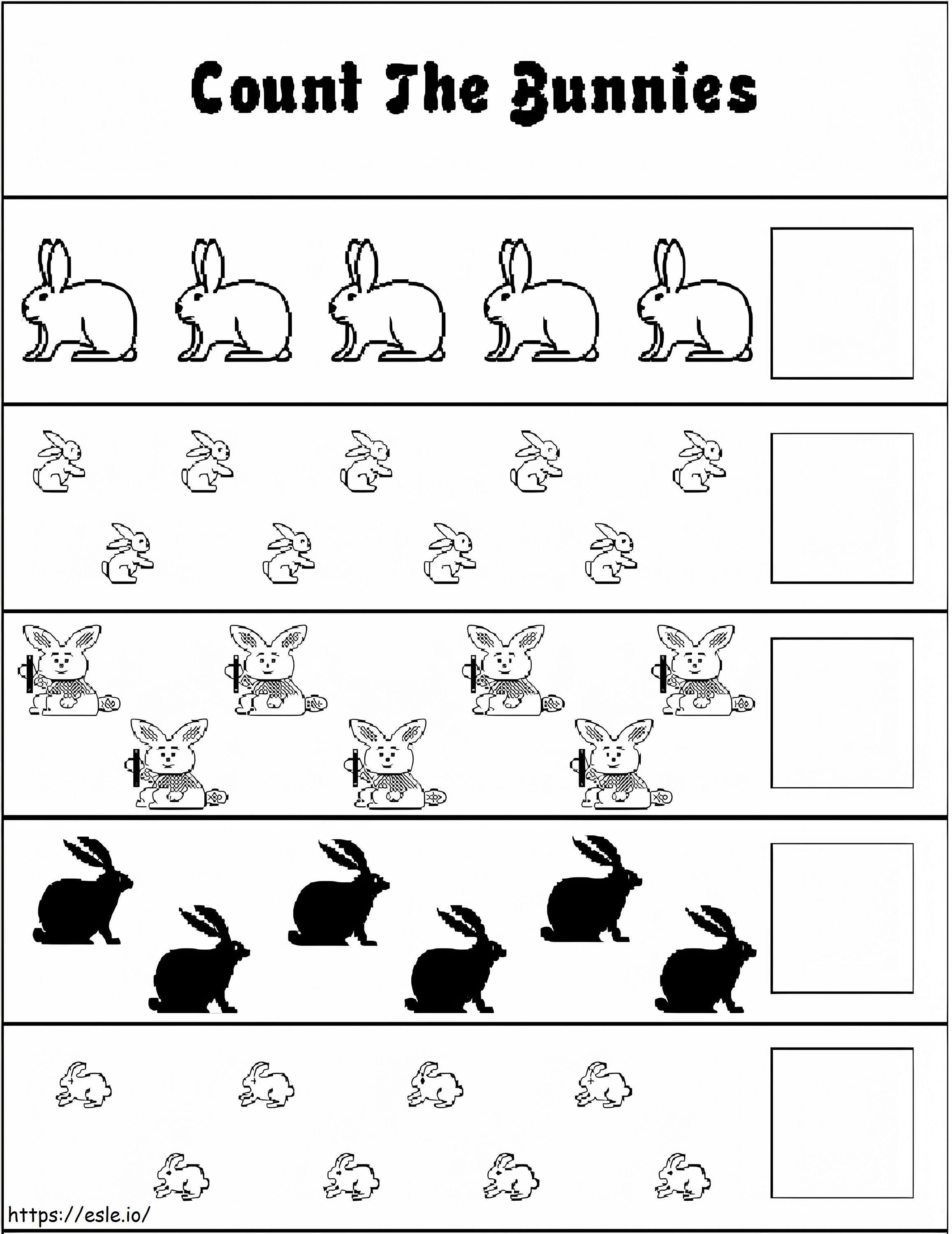 Coloriage Comptage des lapins à imprimer dessin