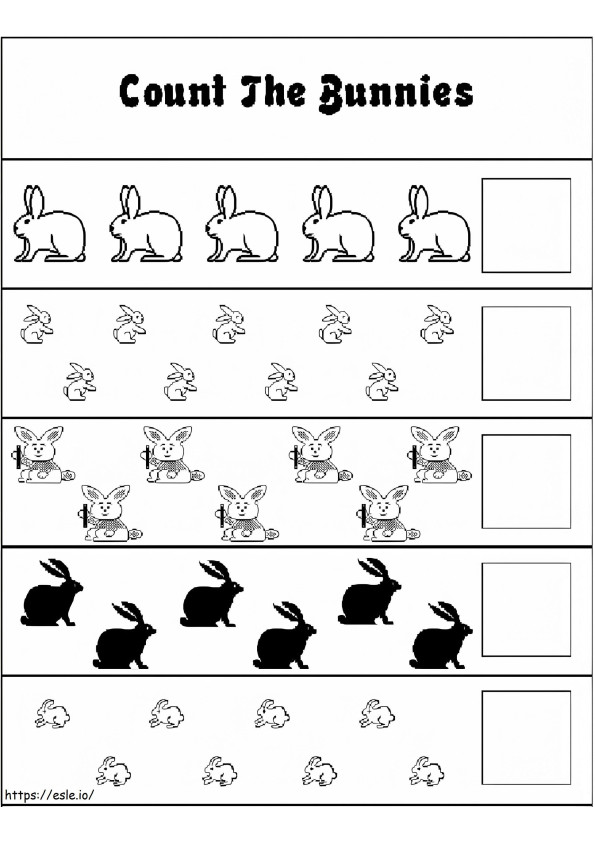 Coloriage Comptage des lapins à imprimer dessin