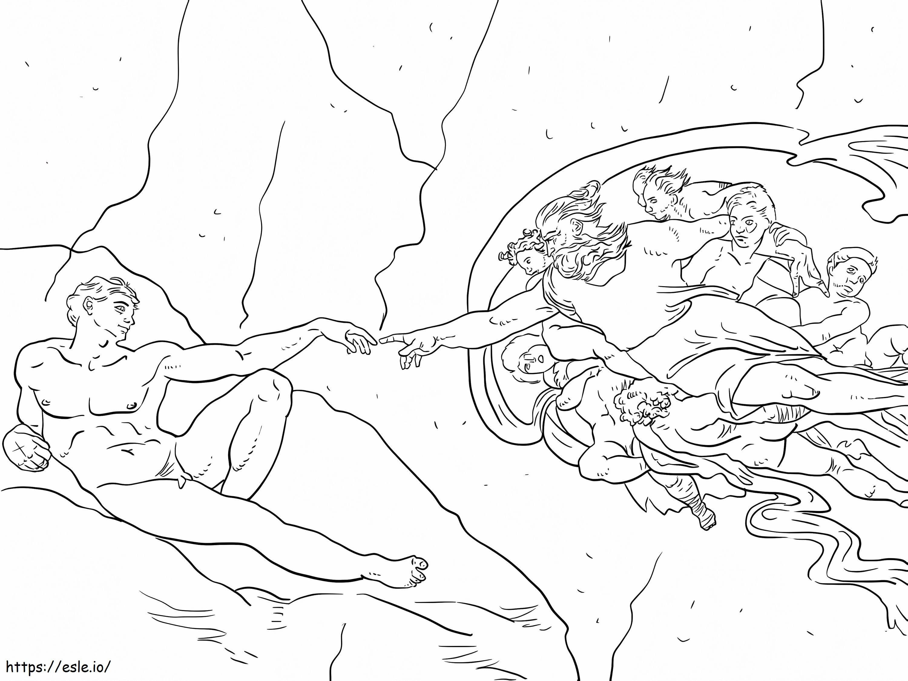 The Creation Of Adam coloring page