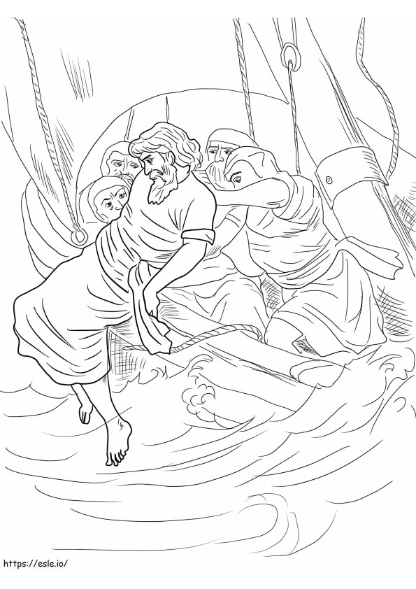 Jonah Thrown Overboard coloring page
