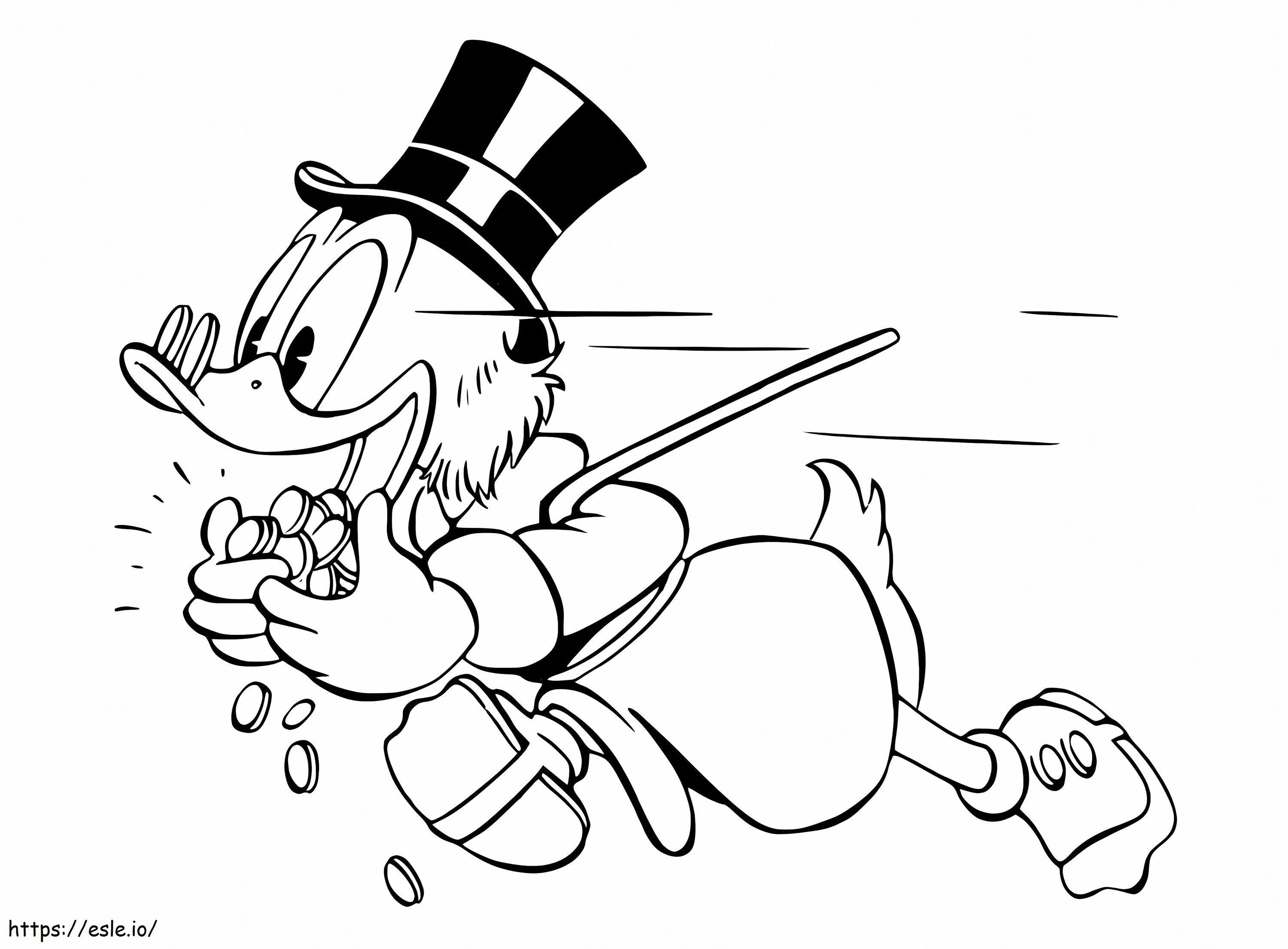 Scrooge McDuck alergând de colorat