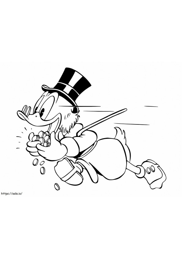 Coloriage Scrooge McDuck en cours d'exécution à imprimer dessin