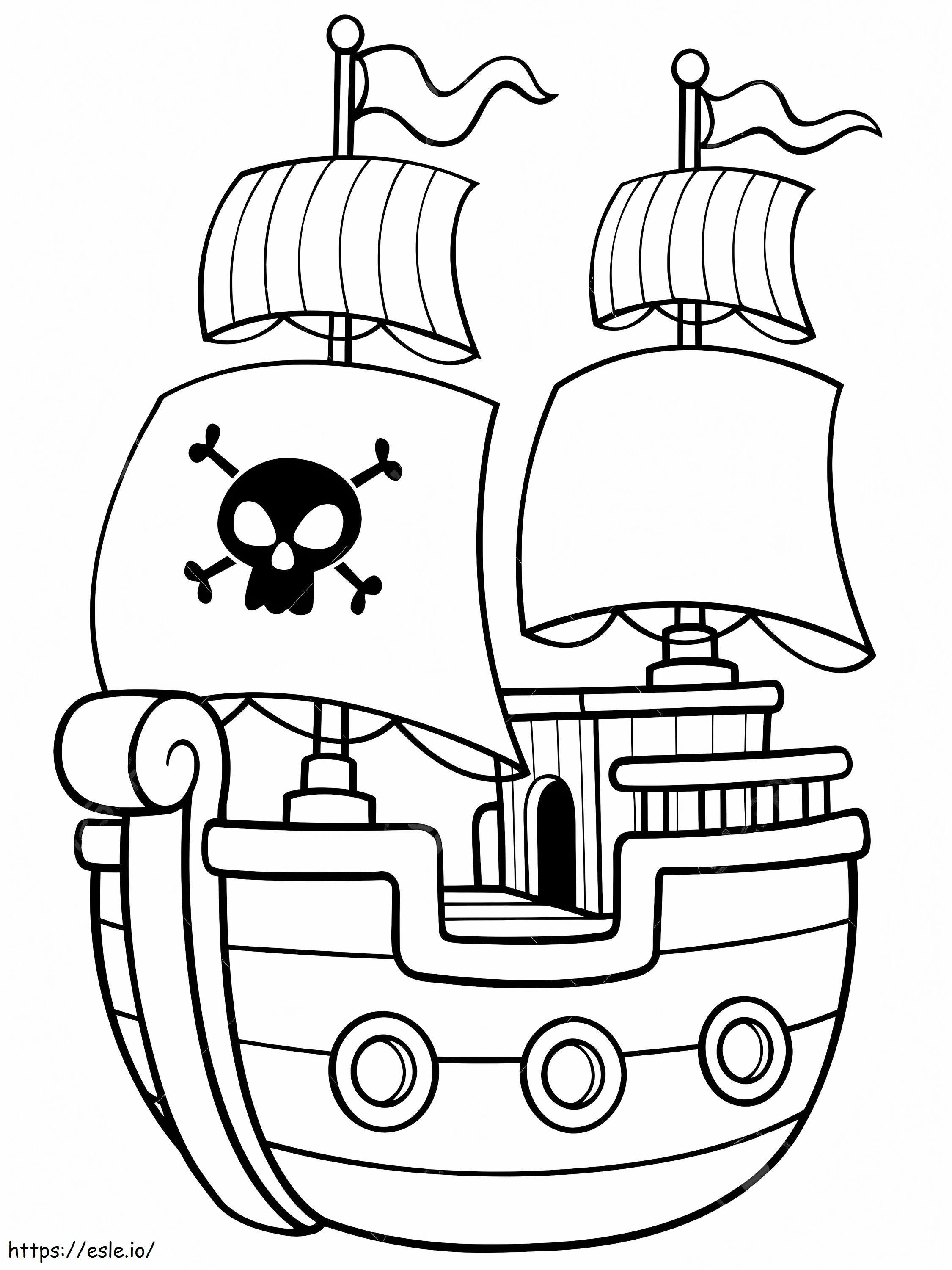 シンプルな海賊船ぬりえページ ぬりえ - 塗り絵