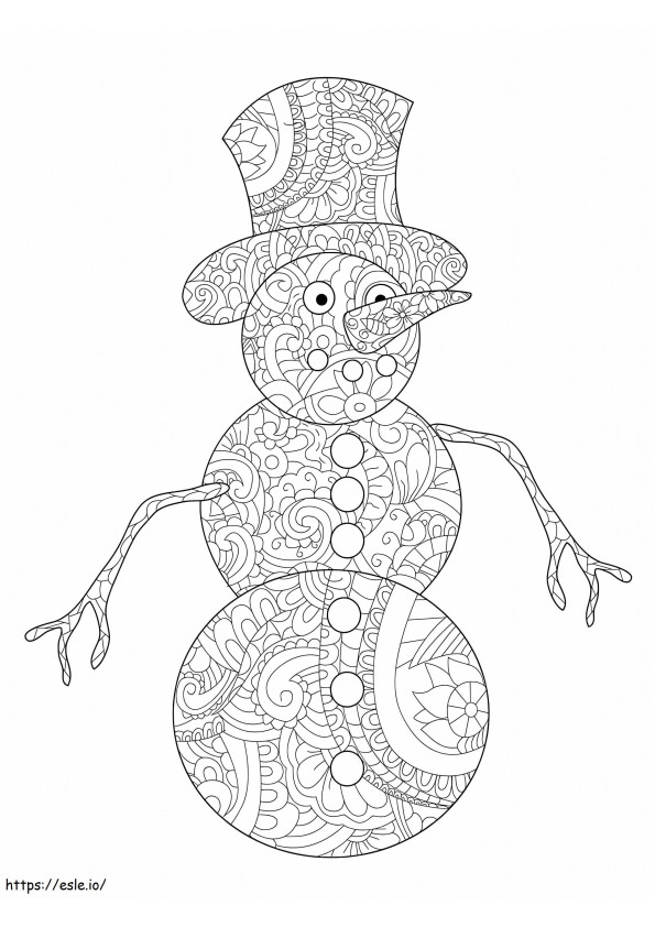 Coloriage Mandala bonhomme de neige à imprimer dessin