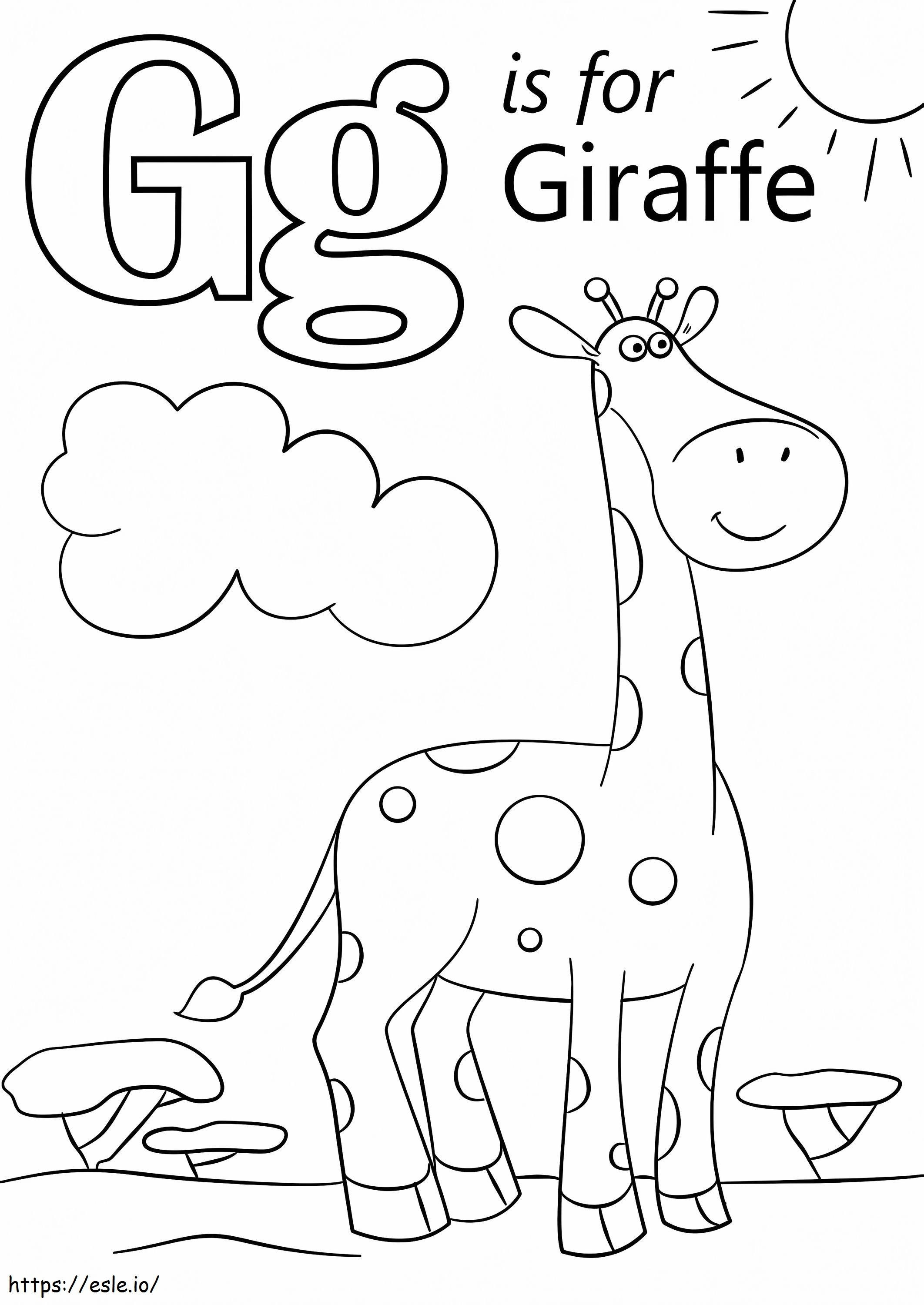 Giraffe Letter G coloring page