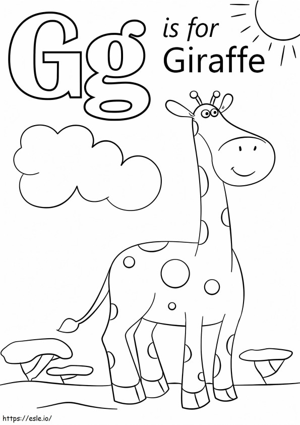 Giraffa Lettera G da colorare