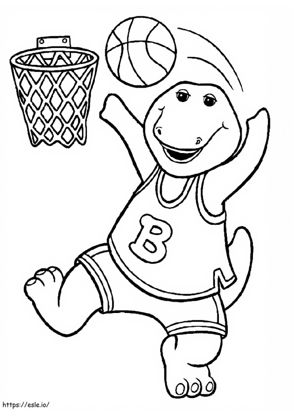 Coloriage Barney joue au basket à imprimer dessin
