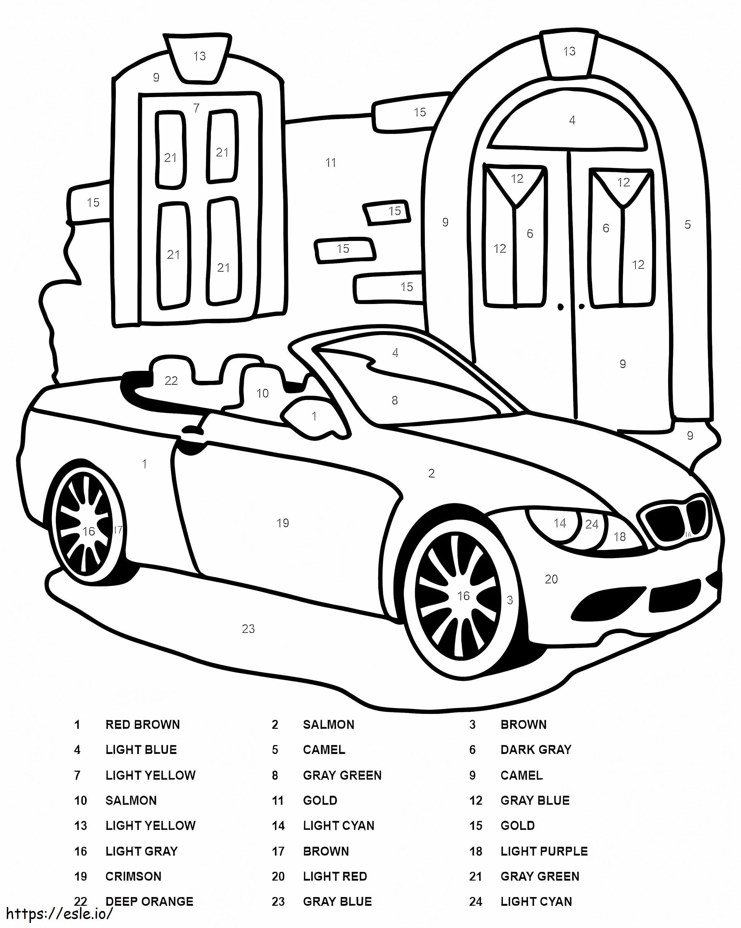 Cor do carro BMW por número para colorir