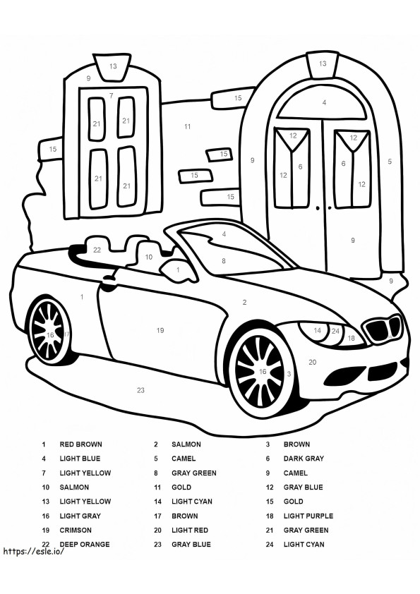BMW 車の番号による色分け ぬりえ - 塗り絵