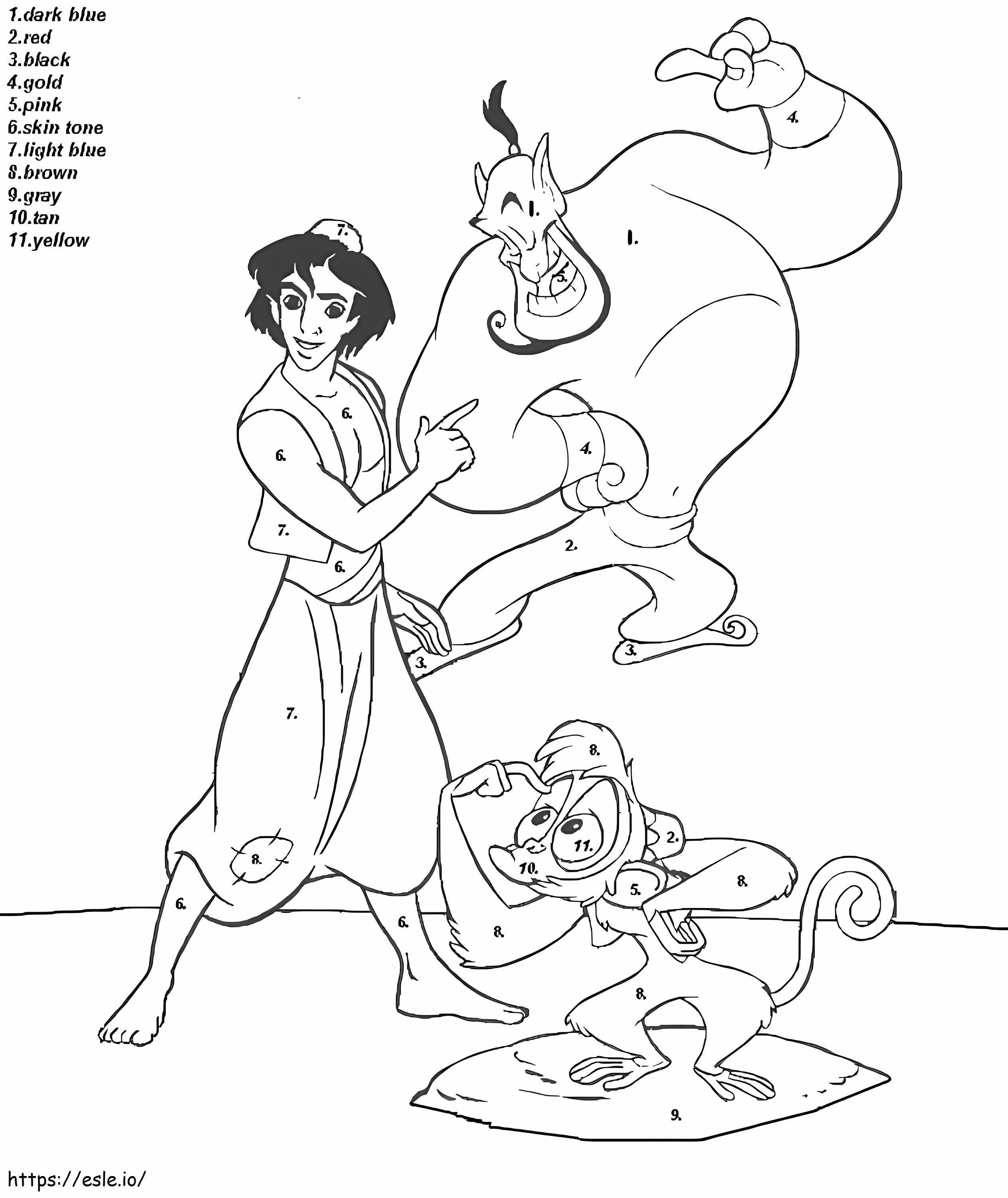 Coloriage Disney Aladdin Coloriage Par Numéro à imprimer dessin