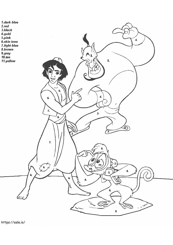 Disney Aladdin Color By Number coloring page