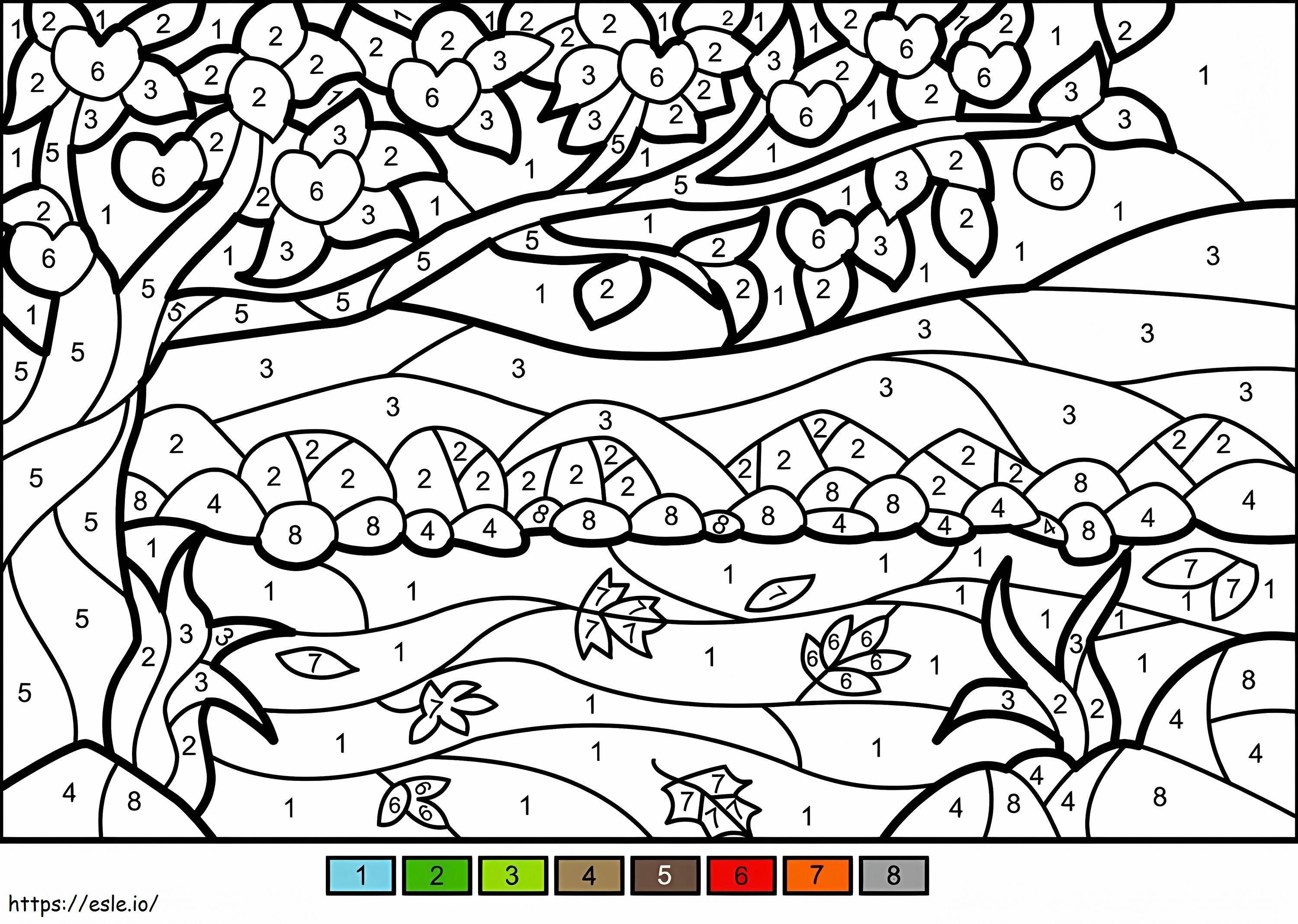 Apple Tree Color By Number coloring page