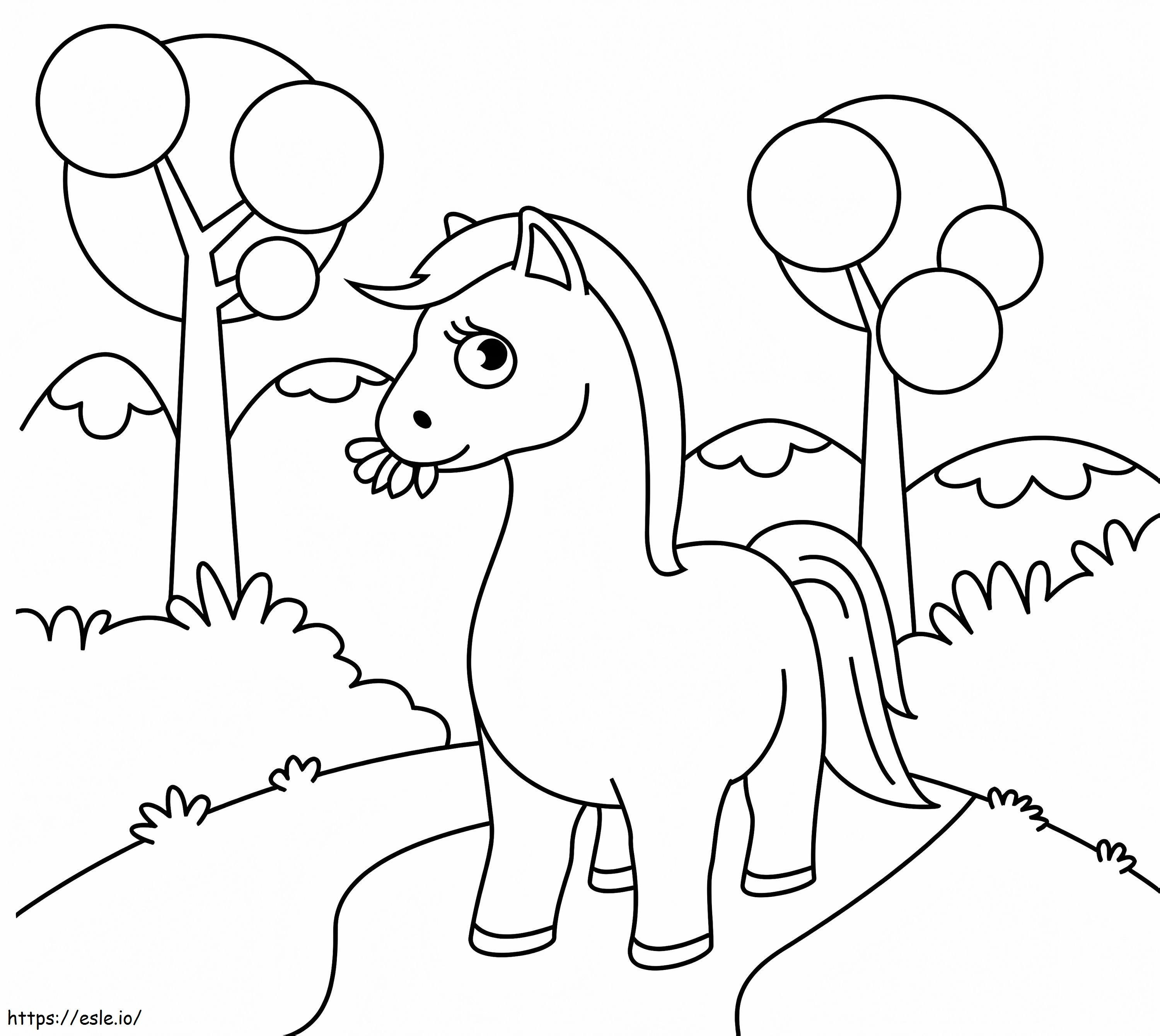 Cavalo comendo folhas para colorir
