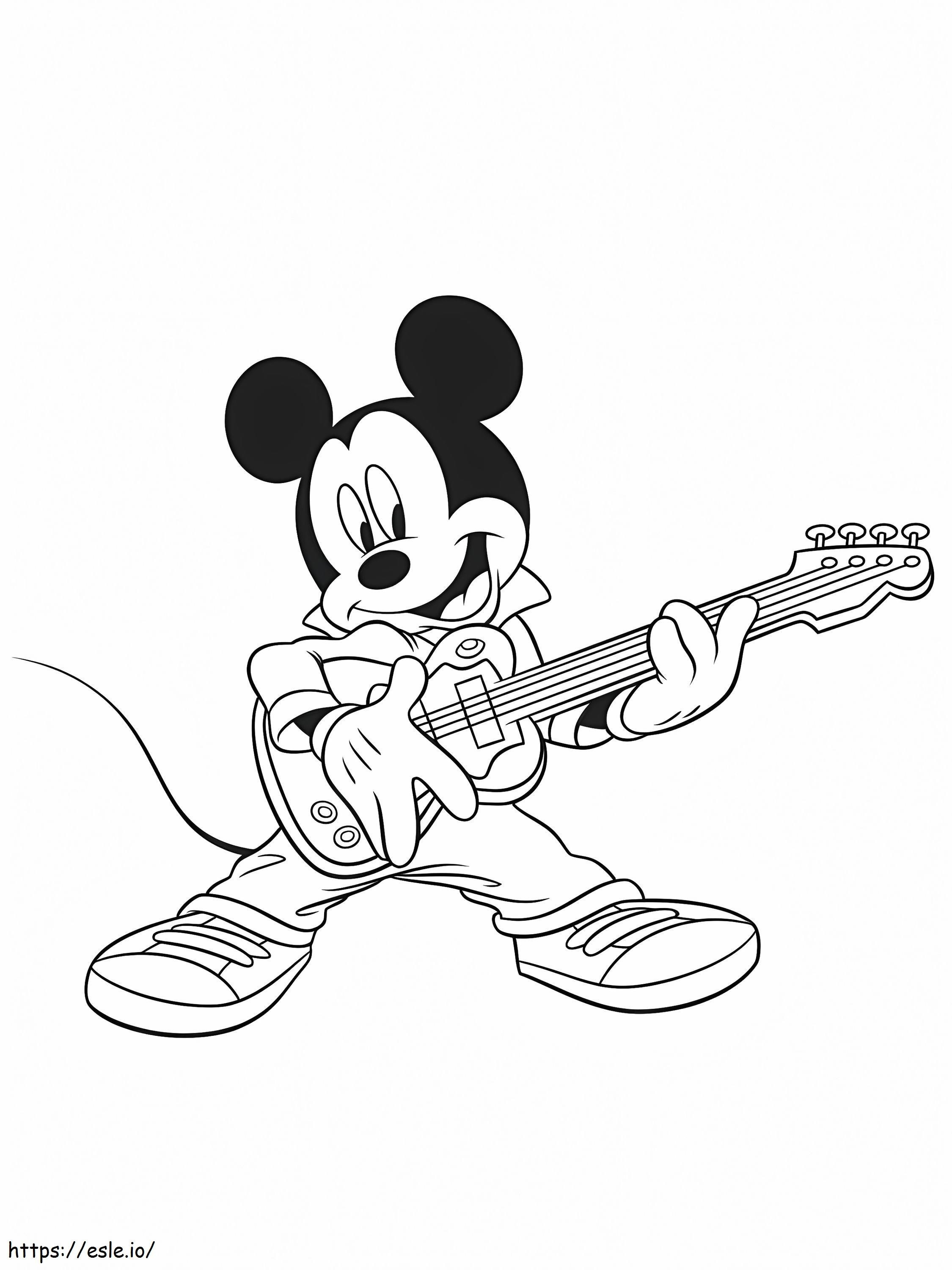 Coloriage Mickey Mouse joue de la guitare à imprimer dessin